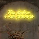 Żółty neon LED napis Na dobre i na zawsze elegancka dekoracja świetlna