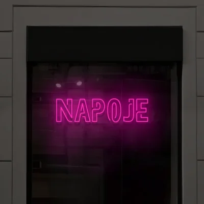Różowy neon LED napis Napoje do sklepu, baru, kawiarni