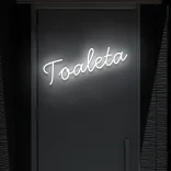 Biały neon LED z napisem „Toaleta” elegancki znak na ścianę