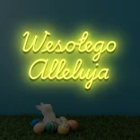 Żółty neon LED z napisem Wesołego Alleluja ozdoba świąteczna