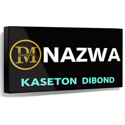 Kaseton z czarnego dibondu z nadrukiem UV