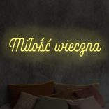 Żółty neon LED napis Miłość wieczna – ciepłe światło, dekoracja